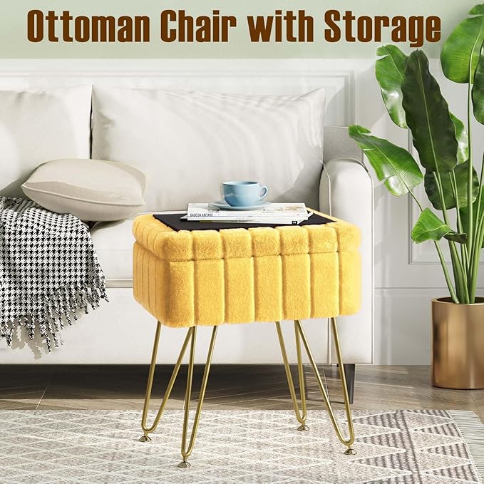 Greenstell Vanity Stool Chair Faux Fur