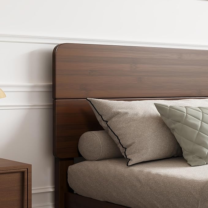 BOSRII 14in High Solid Bamboo Wood Platform Twin XL Bed Frame