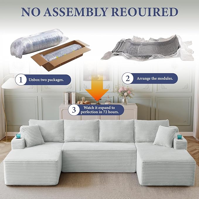 133" Sectional Couches for Living Room Cloud Couch Sofa
