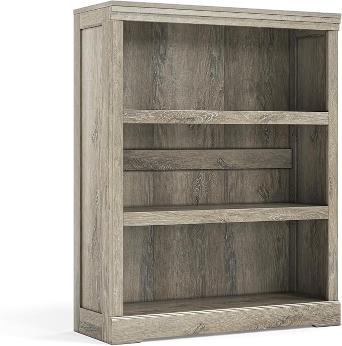 LINSY HOME 3-Tier Bookshelf, Small Wood Display Storage Shelves Farmhouse