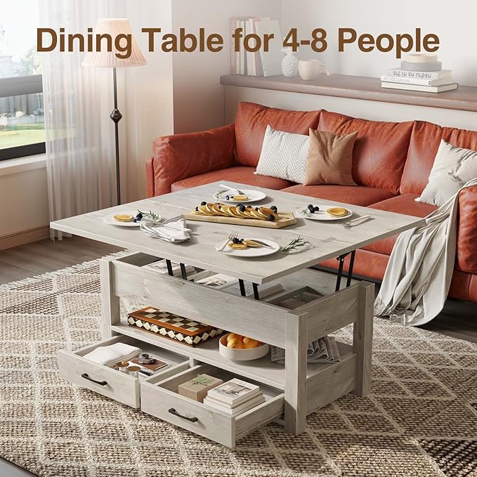 Rolanstar Coffee Table Lift Top, Converts to Dining Table