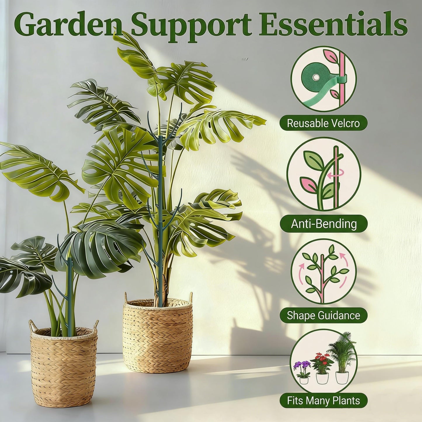 10 Pack Stackable Monstera Plant Support Stakes for Indoor & Outdoor Plants,Plant Support Structures for Climbing and Potted Plants,Plant Sticks for Vine Training & Stem Stabilization