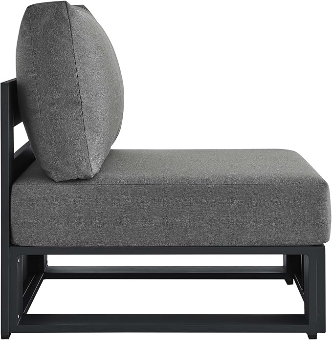 Modway Tahoe Aluminum Armless Patio Gray Charcoal Modular Weather-Resistant