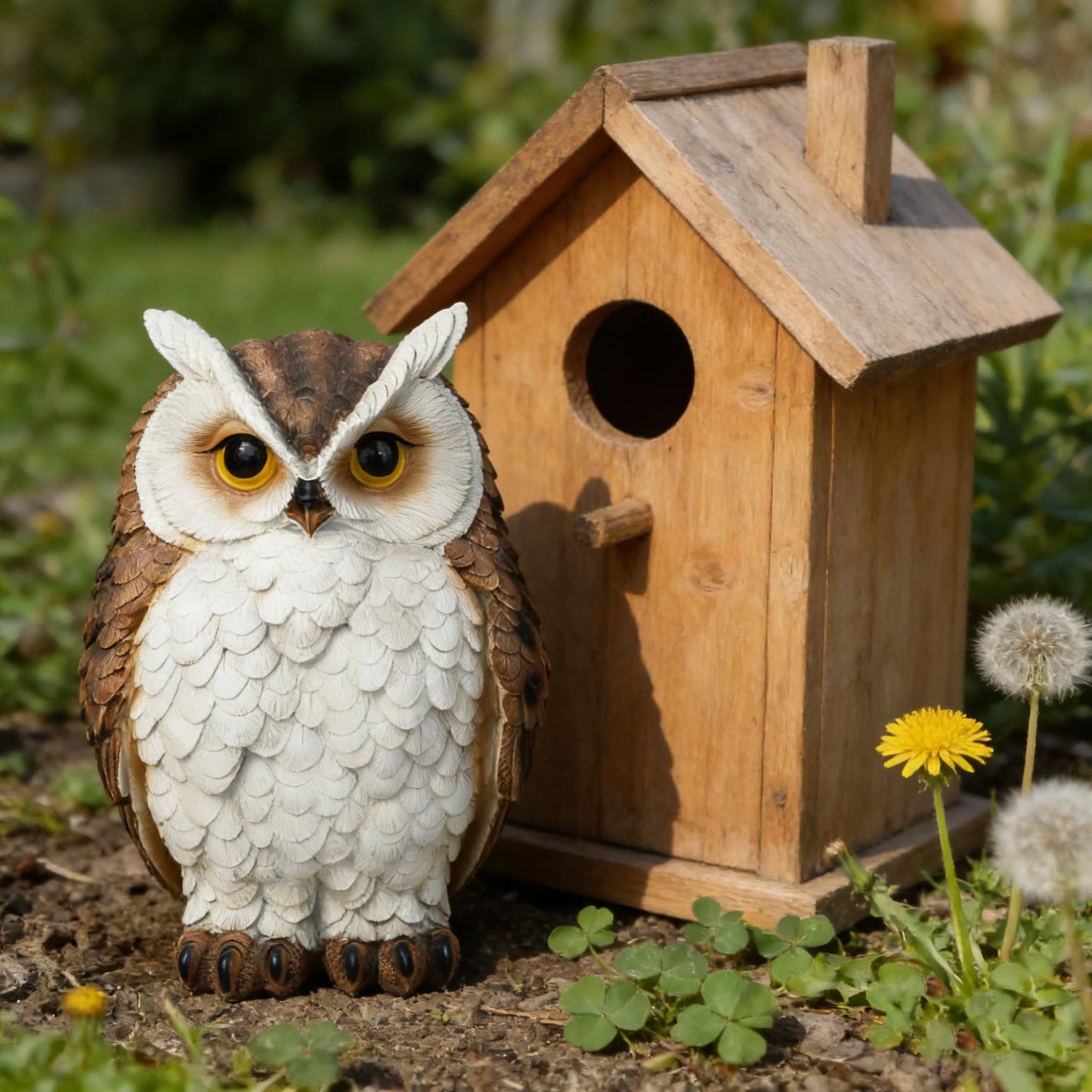 Tolatr Owl Statue Garden Decor, Resin Waterproof Halloween Indoor Outdoor Lawn Yard Patio Office Living Room Decoration Gifts for Mom Women (8.3 Inch)