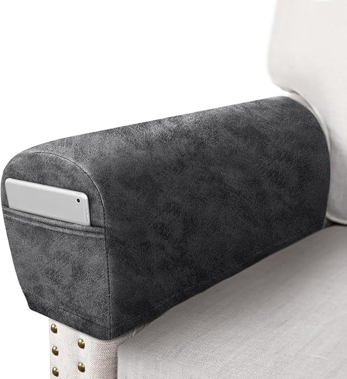 ANARACHON Leather Look Couch Arm Covers Set of 2 Armrest Covers