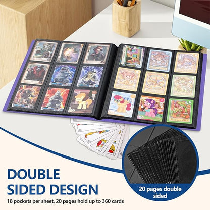 Card Binder, EDUDIIU 9 Pockets Premium Trading Card Binders, Cards Collection Binder Album, Side Loading Yugioh Holder Book for Sport, Football, Baseball Collector - Purple