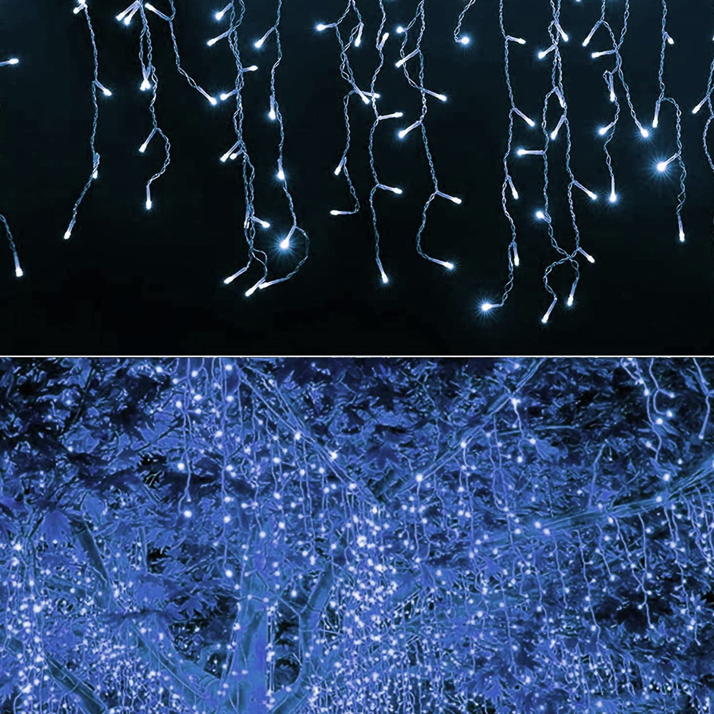Dazzle Bright 360 LED Christmas Icicle Lights, 29.5 FT 8 Modes Curtain Fairy Lights with 60 Drops, Connectable Xmas String Lights for Outside Holiday Wedding Party Decorations (White)