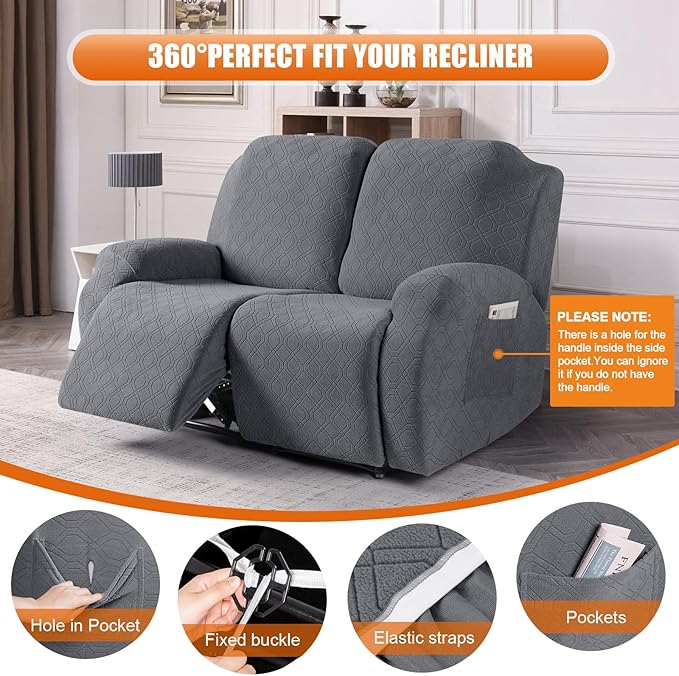 VANSOFY Oversized Recliner Cover, 2-Pieces Stretch Reclining Couch Cover