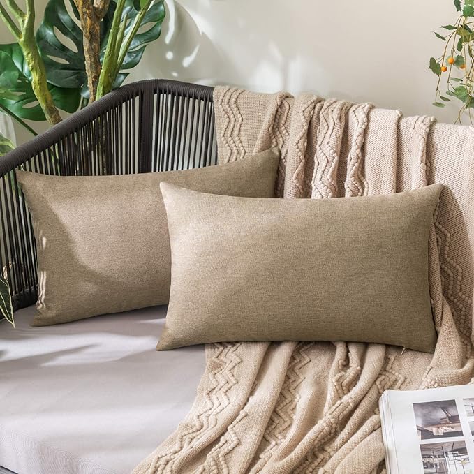 MIULEE Pack of 2 Decorative Outdoor Solid Waterproof Throw Pillow Covers Faux