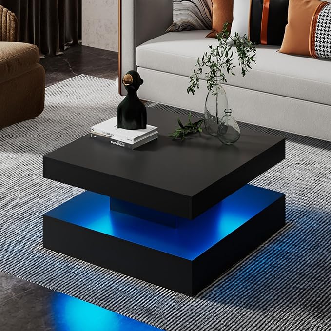 HedoAjim Black LED Coffee Table