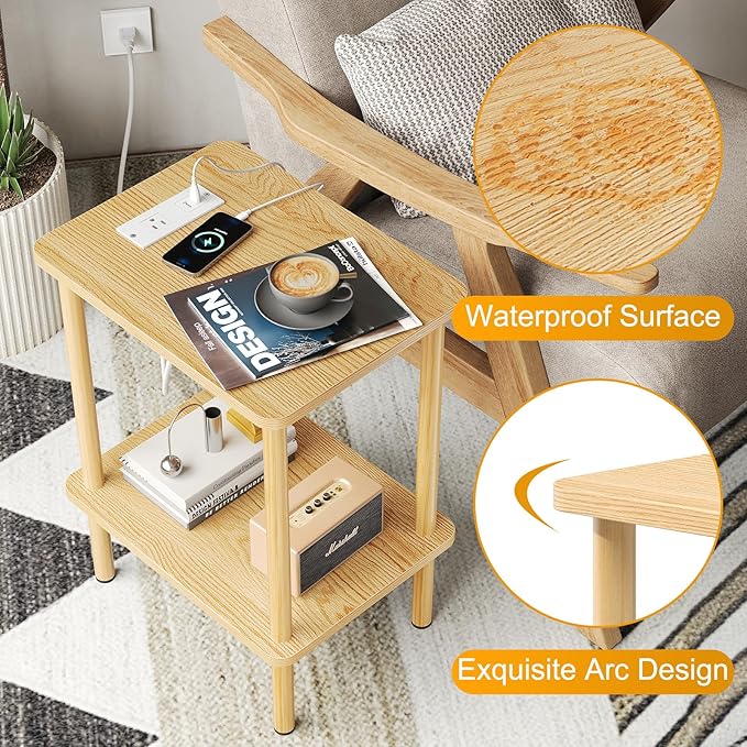 Apicizon 2 Tier End Table Set of 2, Small Side Table