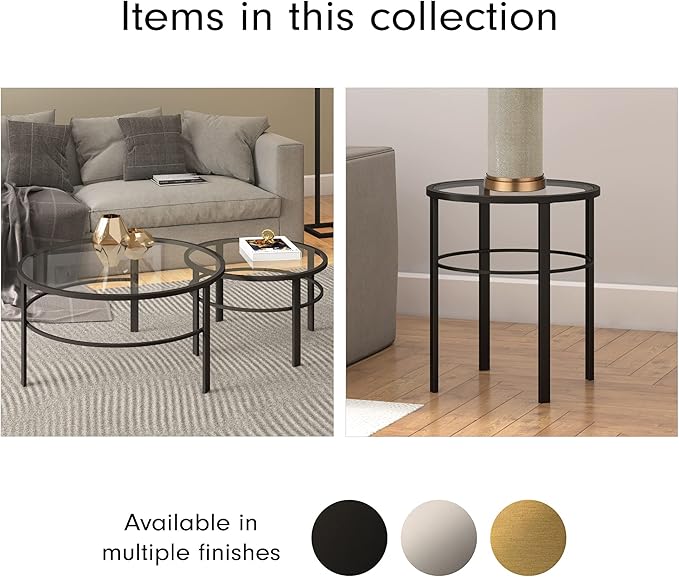 Henn&Hart Round Nested Coffee Table in Blackened Bronze, Coffee Table coffee