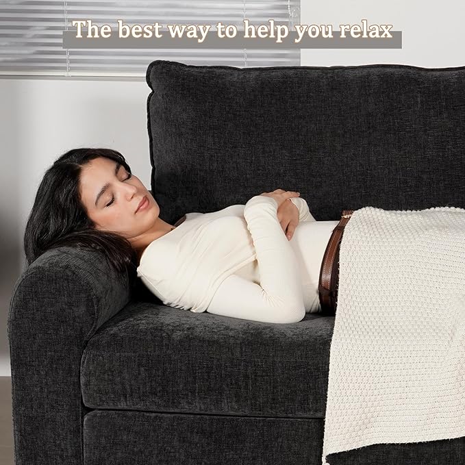 EASE MOOSE 100" Chenille L-Shaped Sectional Sofa, Modern Deep Seat Modular Couch