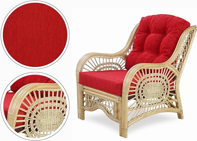 Malibu Lounge Living Accent Armchair Natural Rattan Wicker Handmade Design
