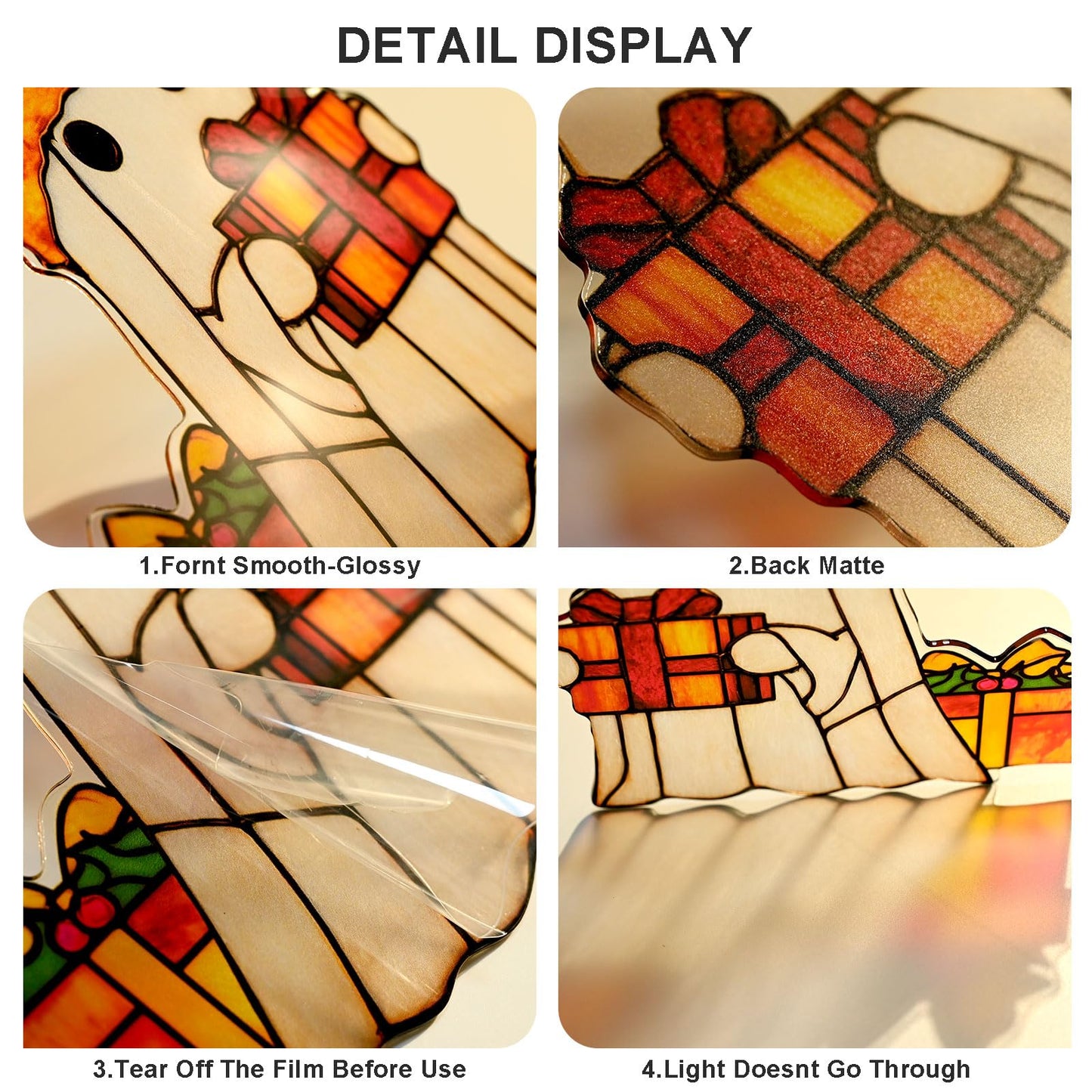 Christmas Ghost Ornament Acrylic Suncatcher Window Hanging Wall Decor for Indoor Outdoor Doors Home
