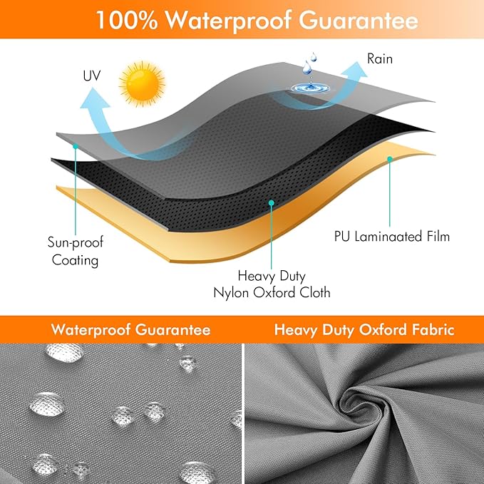 WLEAFJ Patio Chaise Lounge Cover Waterproof, Heavy Duty Outdoor Lounge Chair