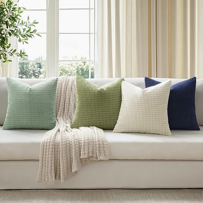 MIULEE Modern Farmhouse Decorative Spring Pillow Covers 20x20 Inch Set of 4