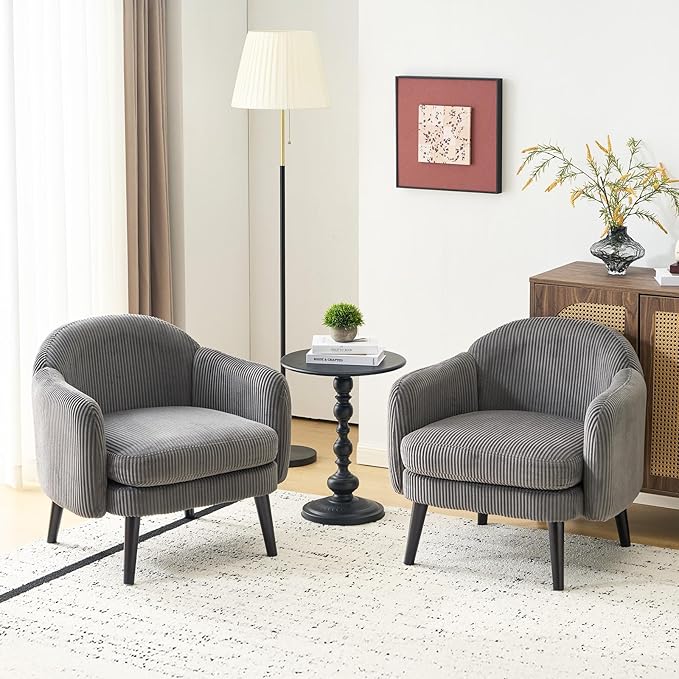 VINGLI 30.3" Wide Modern Barrel Accent Armchairs Set of 2