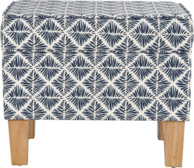 HomePop Home Decor |Upholstered Modern Rectangular Storage Ottoman | Hinged Lid