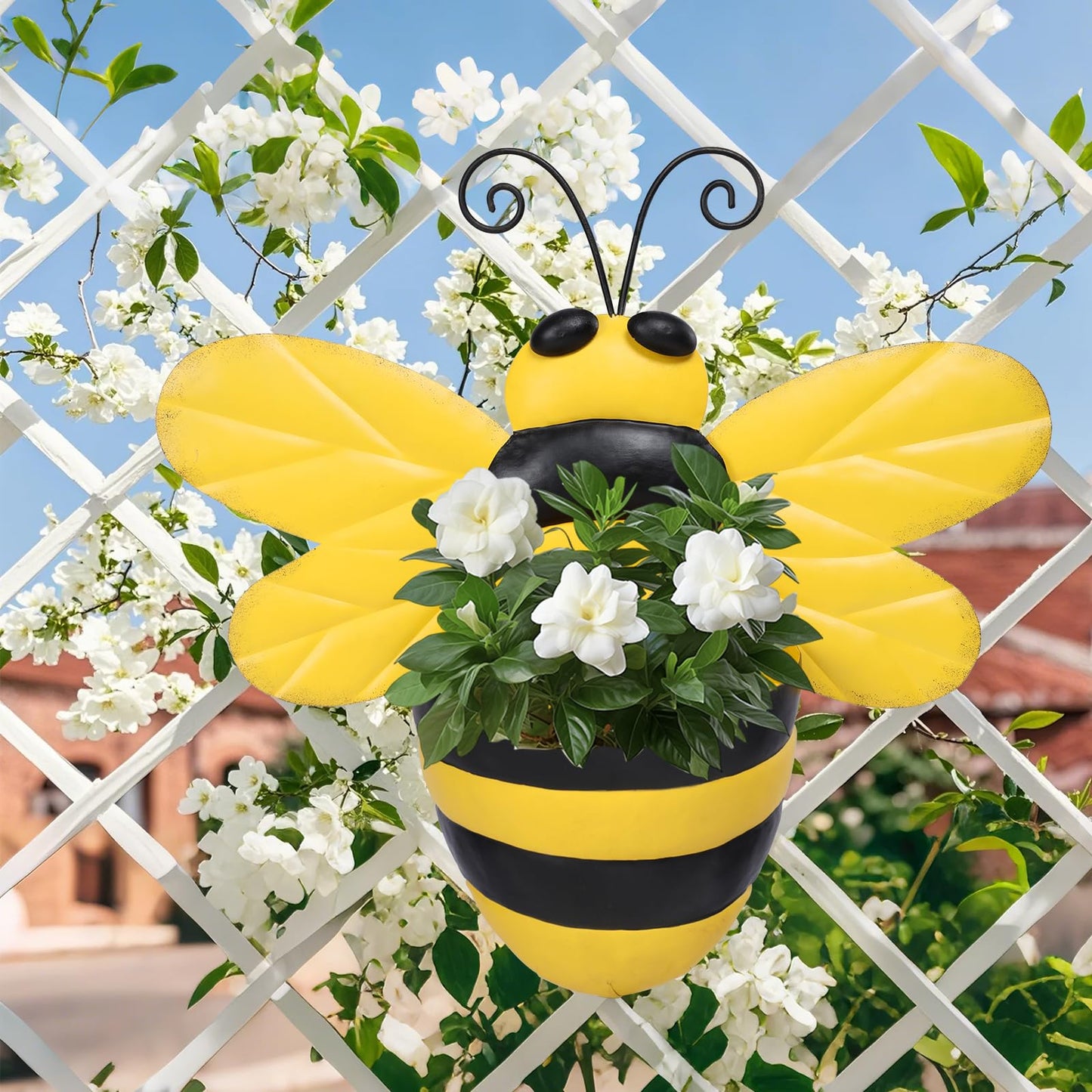 Chonsun Metal Wall Planter Bee Wall Mounted Planters Small Flower Pot with Drainage for Indoor Outdoor Farmhouse Hanging Planter Succulent Plant Container Vertical Garden Yard Decor