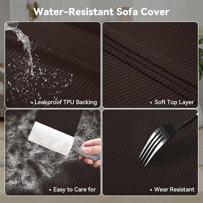 Waterproof Chair Cover with Arms 2-Piece Set Striped Slipcover