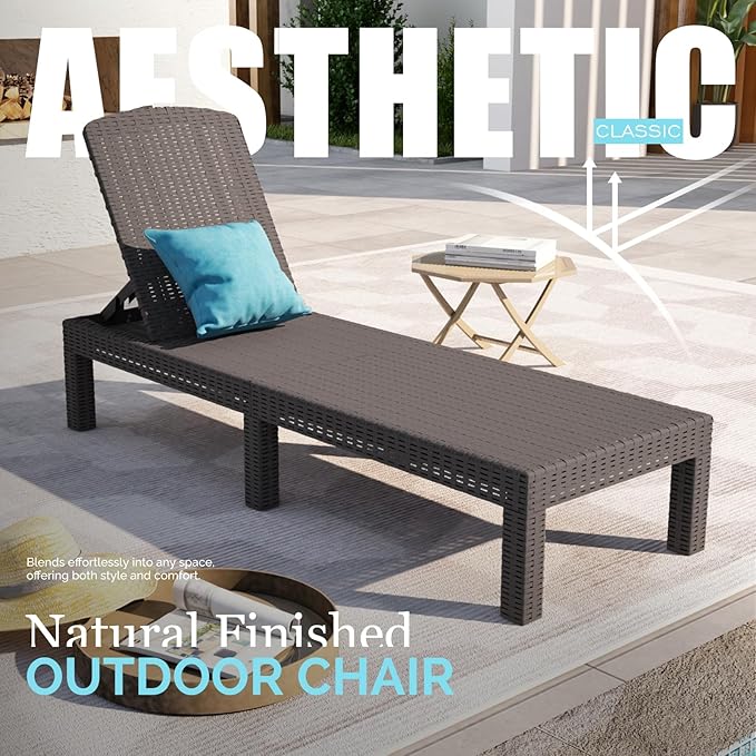 DIMAR GARDEN Beach Chairs Outdoor Chaise Lounge, Resin Pool Lounge Chair