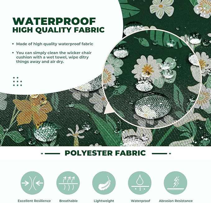 DANGHOOGY Wicker Chair Cushions, Waterproof Outdoor Loveseat Cushions