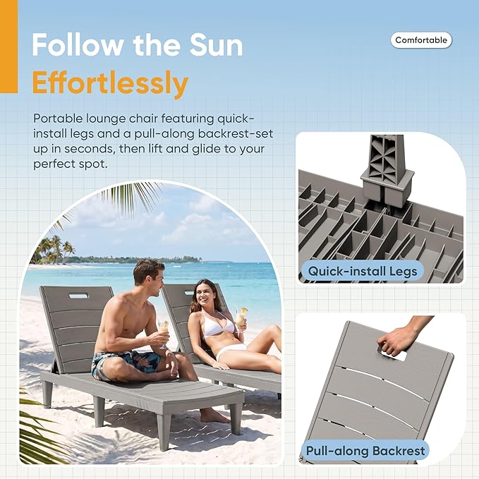Greesum Outdoor Chaise Lounge Chairs Set of 4