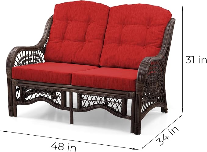 Malibu Lounge Loveseat Sofa Natural Rattan Wicker Handmade Design