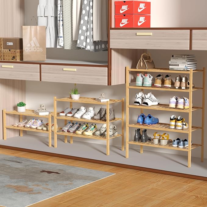 ROMGUAR CRAFT 4 Tier Bamboo Shoe Rack