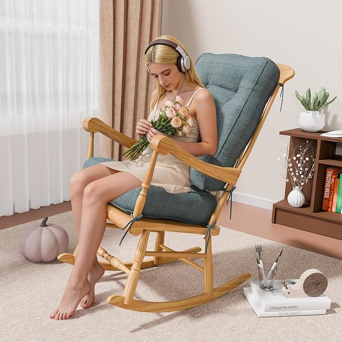 Rocking Chair Cushions with Pillow, Waterproof and Fade-Resistant Thicken