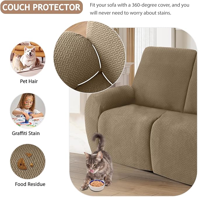 ALIECOM 100% Waterproof Recliner Sectional Couch Covers L Shape Stretch Corner