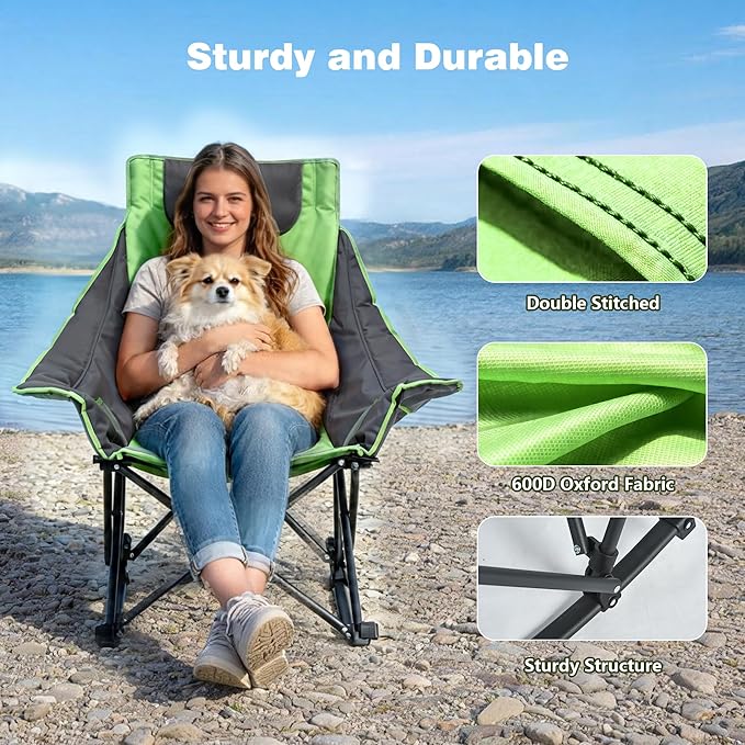 SUNNYFEEL Oversized Rocking Camping Chair 2 Pack, Fully Padded Patio Chair