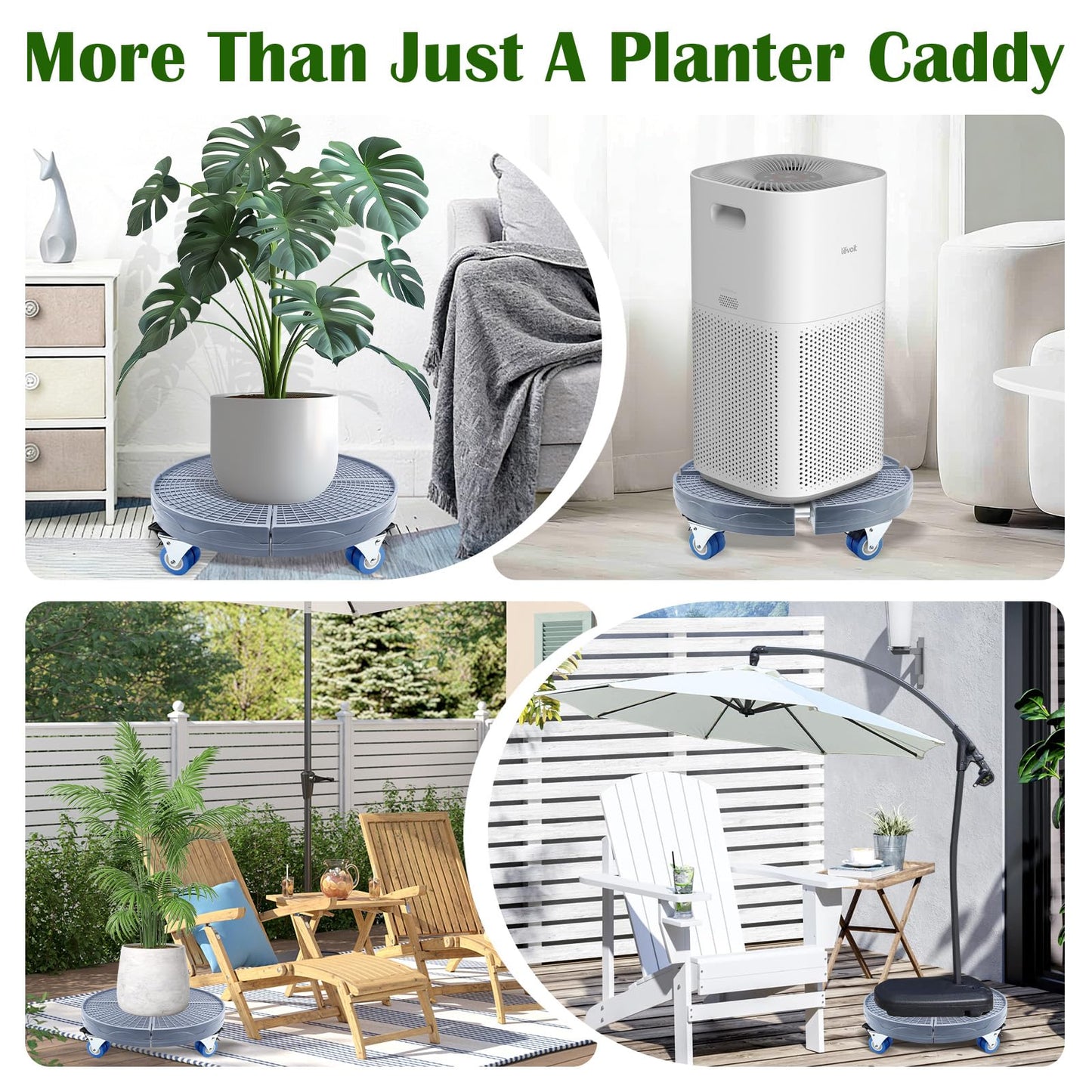 K KASONIC Plant Caddy with Wheels, 15-20 inch Adjustable Rolling Plant Stand Support 330lbs Capacity, Large Plant Dolly Cart for Indoor Outdoor Garden Pot, Plants or Flower Pots Mover (Grey 1 Pack)