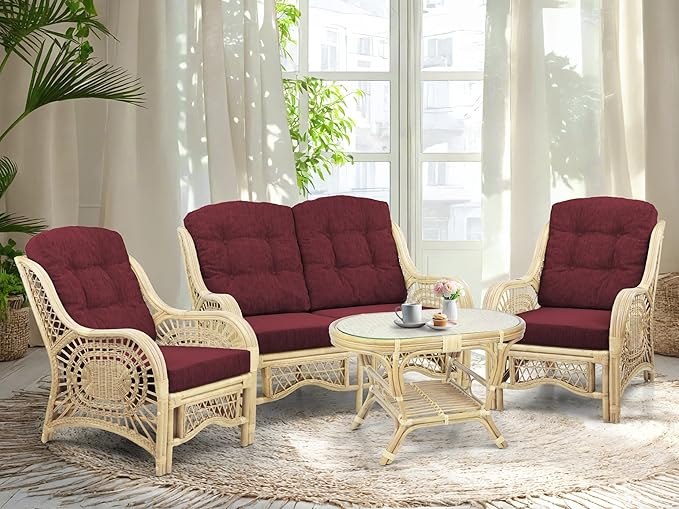 Malibu Lounge Living Accent Armchair Natural Rattan Wicker Handmade Design