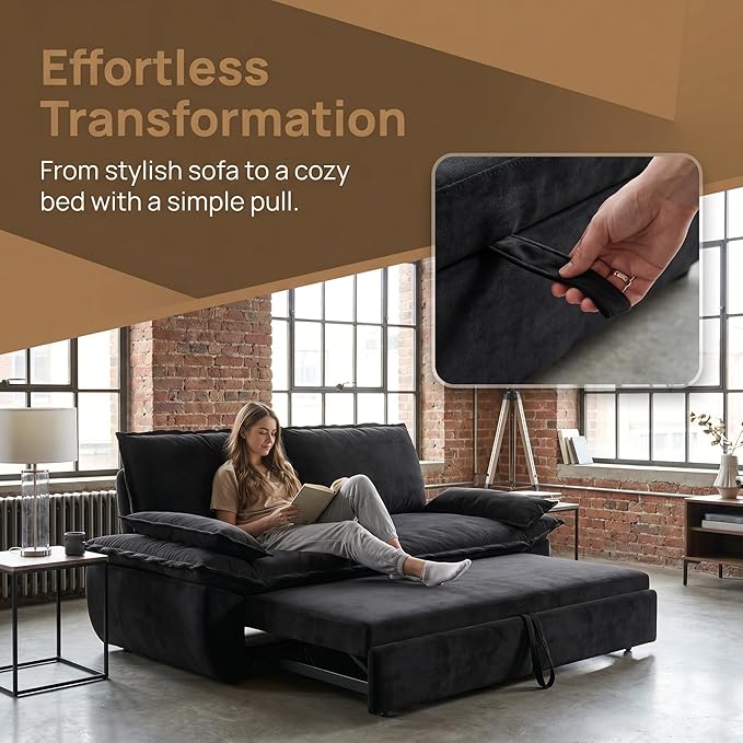 73.2" Sofa Bed Queen, 3-in-1 Pull Out Sofa Bed