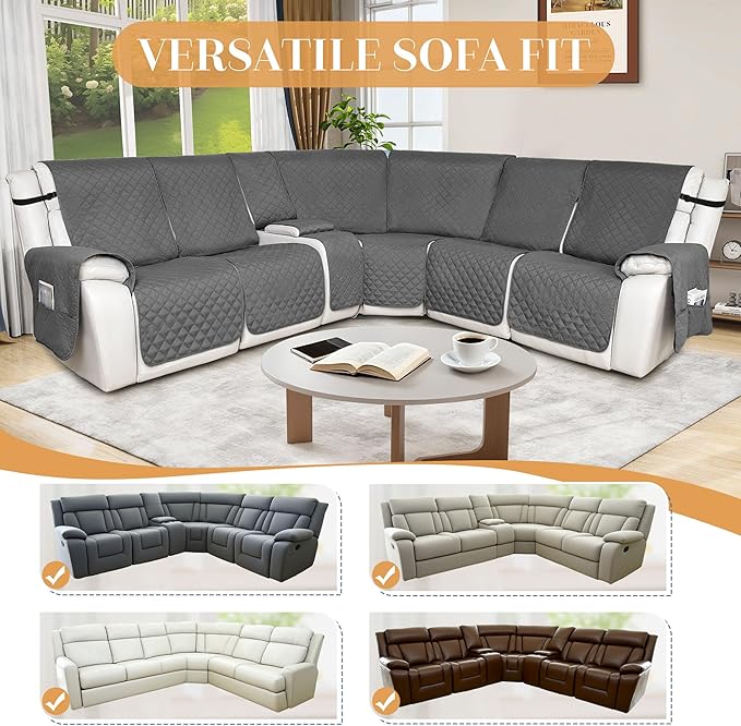 HDCAXKJ 100% Waterproof Reclining Sectional Couch Covers L Shape Recliner Sofa
