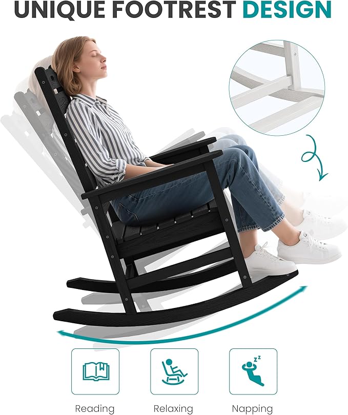 SERWALL Outdoor Rocking Chair Set of 2, Oversized Rocking Chair