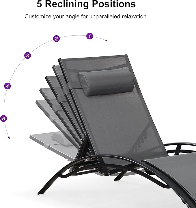 PURPLE LEAF Patio Oversized Chaise Lounge Chair Set