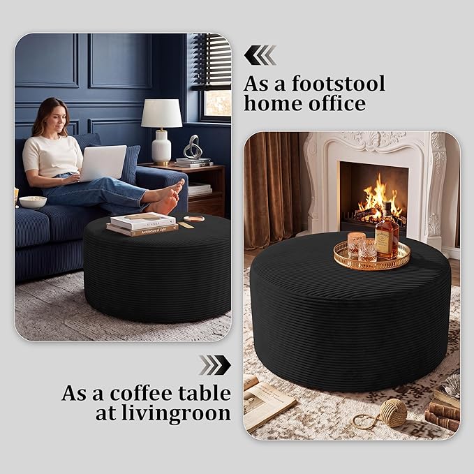 BSHOMGI Round Coffee Table Ottoman