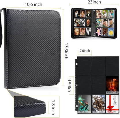 WOT I Trading Card Binder, 630 Pockets Sleeves with Zipper, Double Sided Pockets Card Holder Carry Case for Baseball Card, Football Card