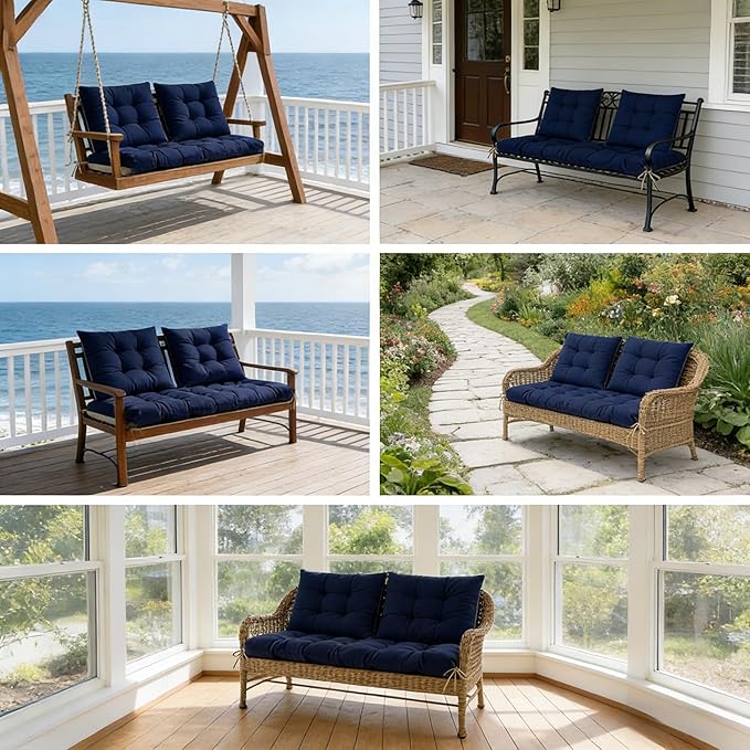 3 Pcs Wicker Chair Cushions Patio Loveseat Chaise Cushion Set