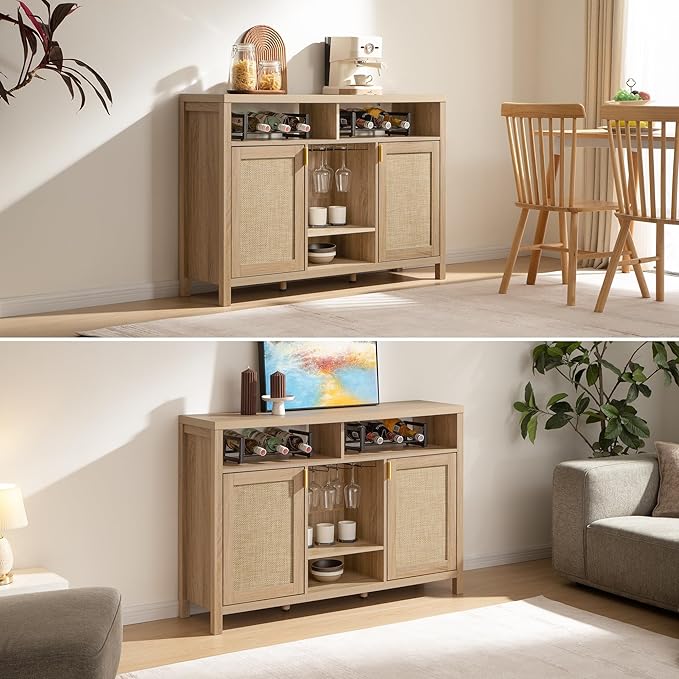 SICOTAS 51" Coffee Bar Cabinet Bar Cart