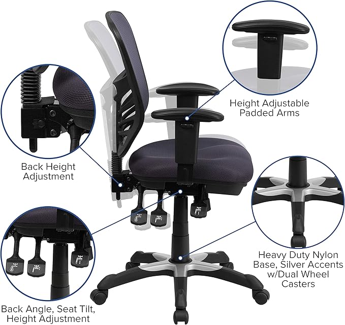 Flash Furniture Nicholas Mid-Back Swivel Office and Gaming Chair, Ergonomic