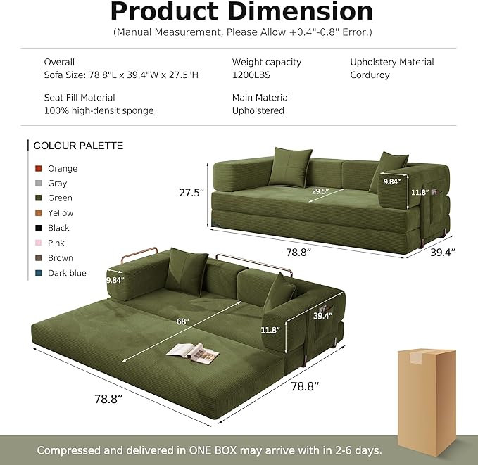 MoonSpeak 78.8''Sleeper Couch Bed