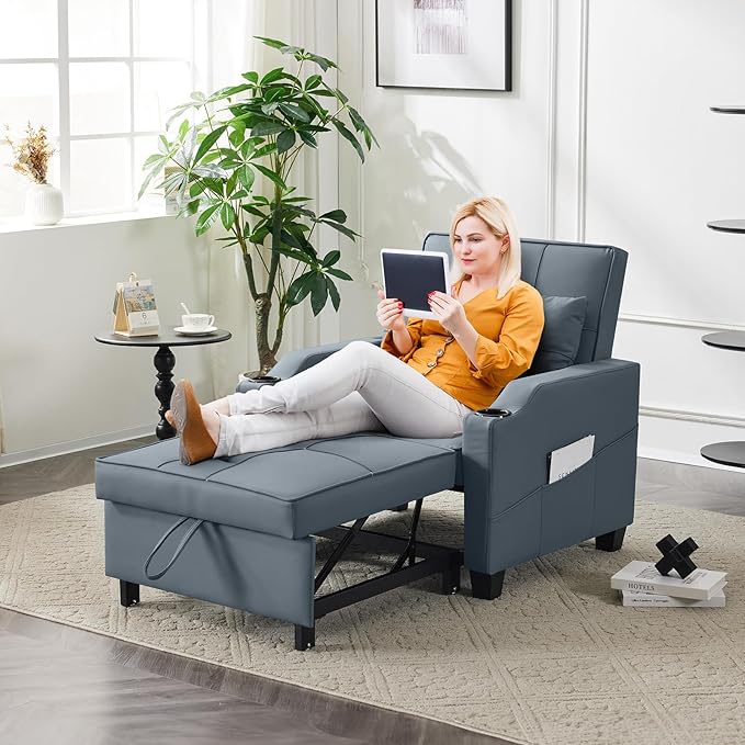 VINGLI 3-in-1 Convertible Sofa Bed, Recliner