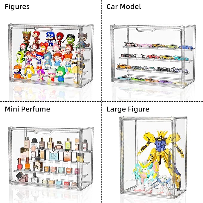 Clear Acrylic Display Case for Collectibles 4 Layer Hobby Figure Display Case