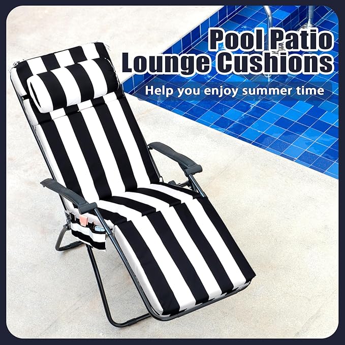 Wenqik 2 Pcs Outdoor Chaise Lounge Cushion