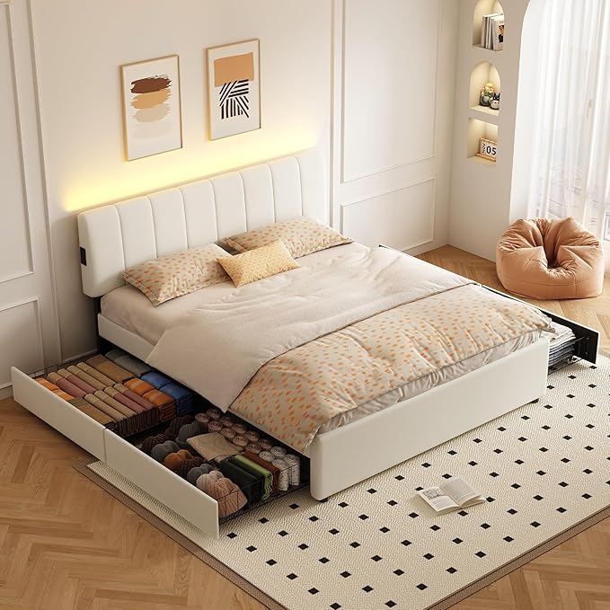 King Size Upholstered Platform Bed