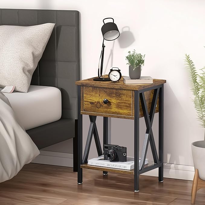 VECELO Nightstands Set of 2, Modern Bedside End Tables, Night Stands